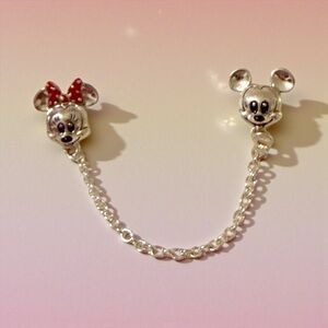 Disney Mickey Mouse Silver and Red Safety Chain for Bracelet